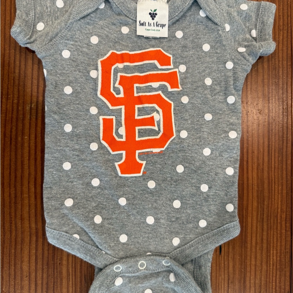 SF Giants Gray Polka Dot Baby Onesie